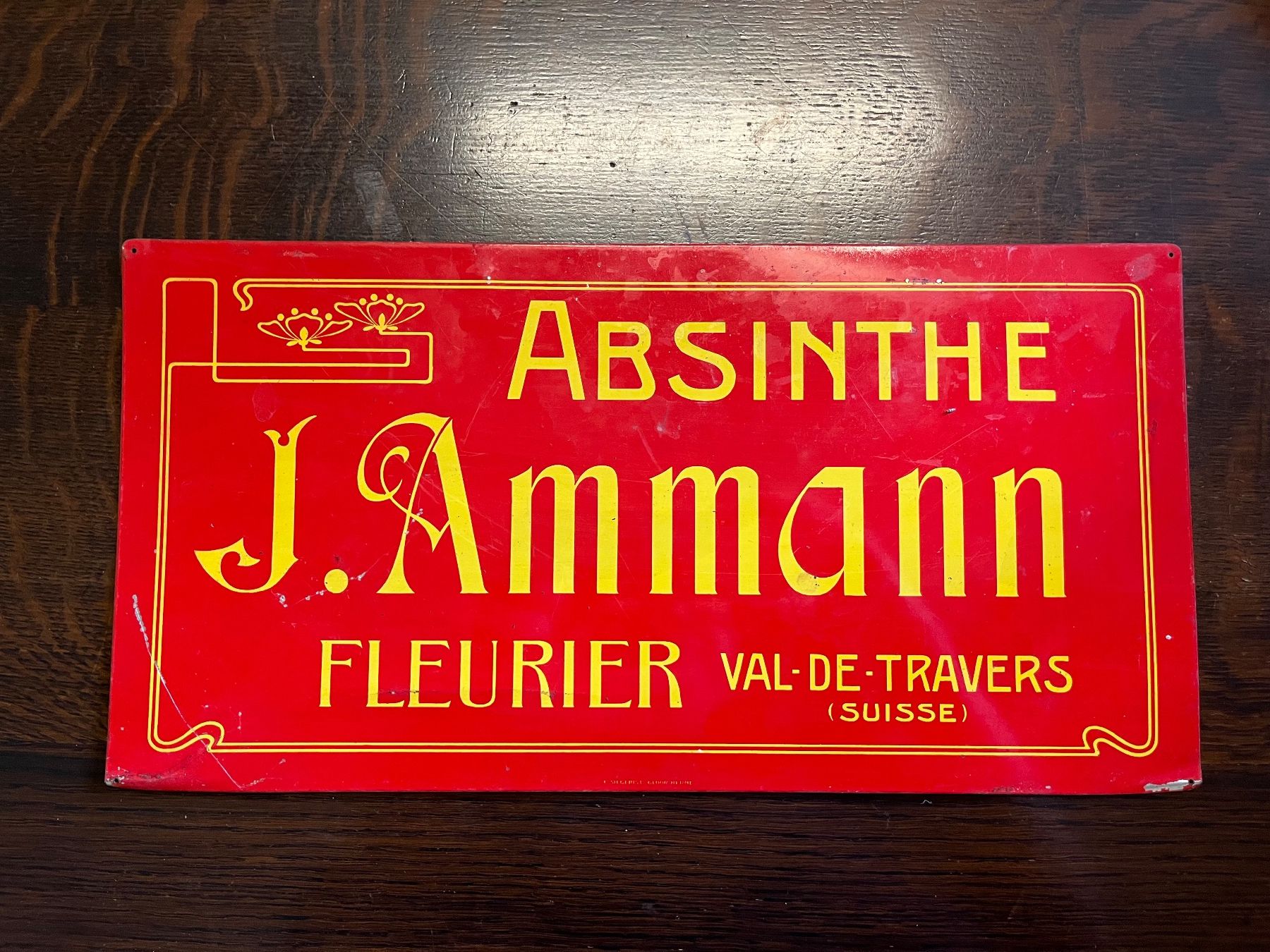 Insegne: Tôle publicitaire originale Absinthe – Usato da Môtiers NE venduto da Steeves