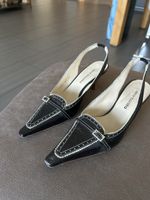 Ana Bonilla Slingpumps Schwarz Leder Grösse 37 getragen