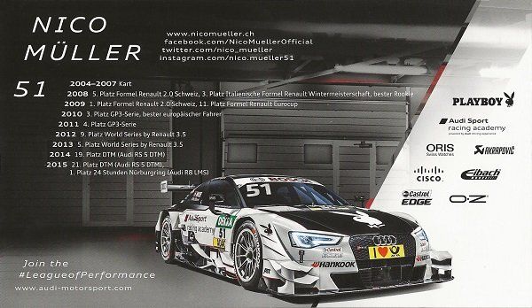 Autografi: Autogrammkarte Nico Müller 2016 – Usato da Solothurn venduto da F1shop1 1