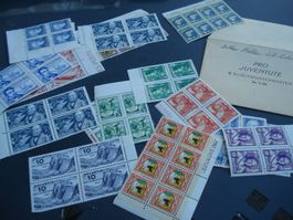 Umschlag mit alten 4erblocks Pro Juventute *, teils verklebt