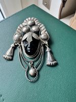 Vintage Mexikanische Silber Brosche / Anhänger 925 - Maske