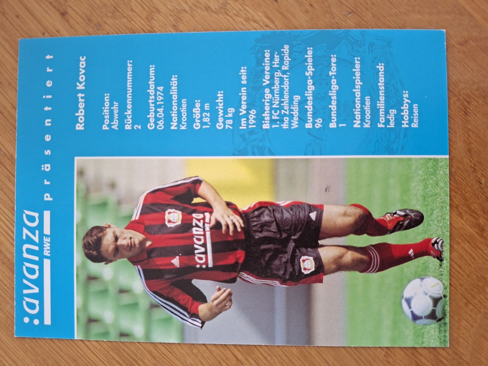 Autografi: Robert Kovac Autogrammkarte Bayer Leverkusen  – Usato da Thun venduto da wuschu 1