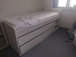 Single Bed White with Drawers nearly new