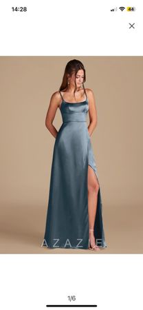 Kleid “Halsey” von Azazie NEU in blau mit Schlitz, Gr. 36