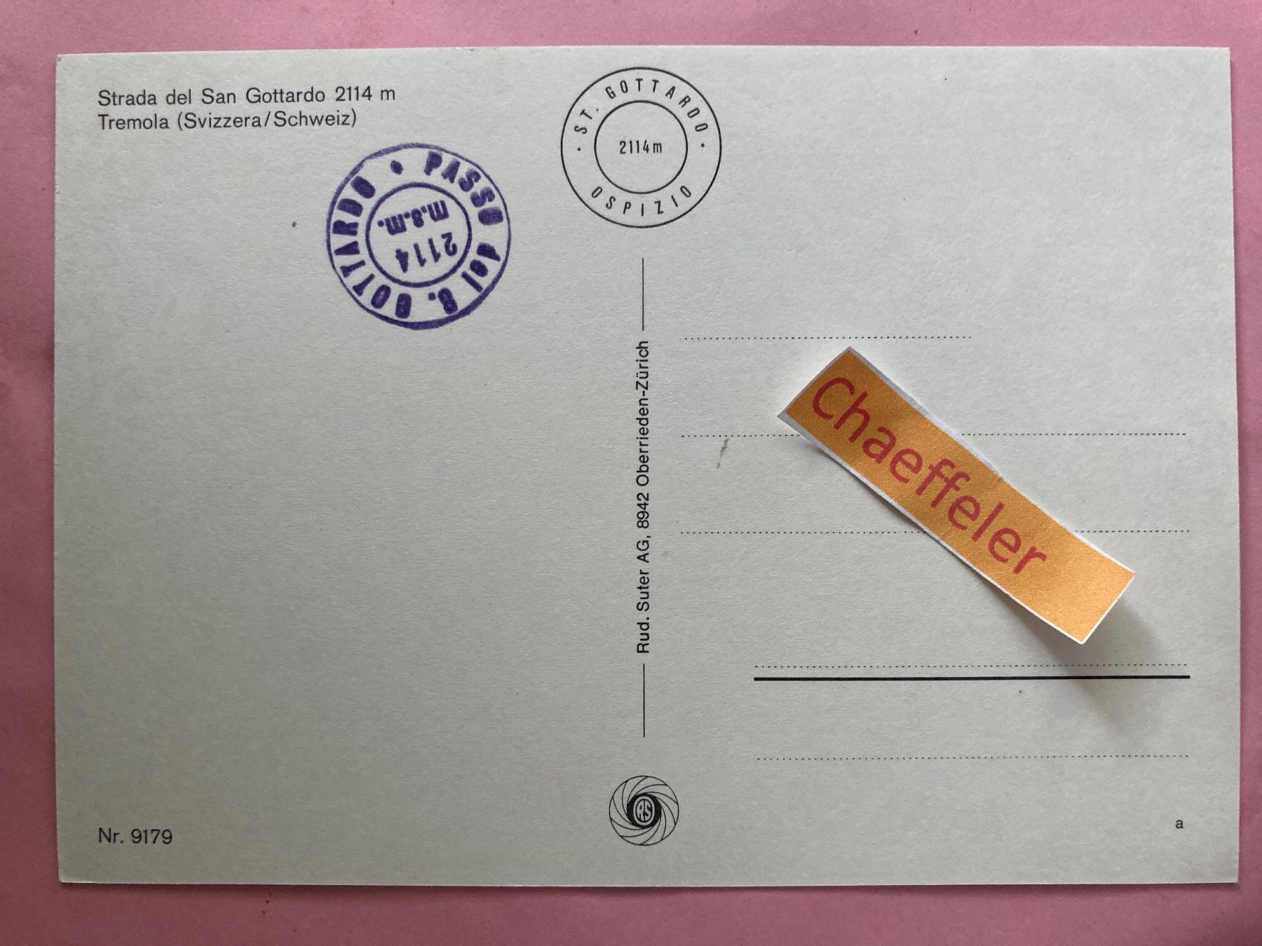 Cartes postales: Strada del Gottardo. Tremola – D'occasion à Zürich par Chaeffeler 1