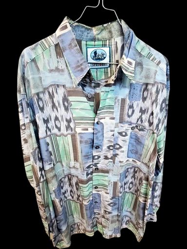 Camicie: Vintage Gemustertes Button-Down Hemd - Abstraktes Design – Usato da Zug venduto da vinokilo 1