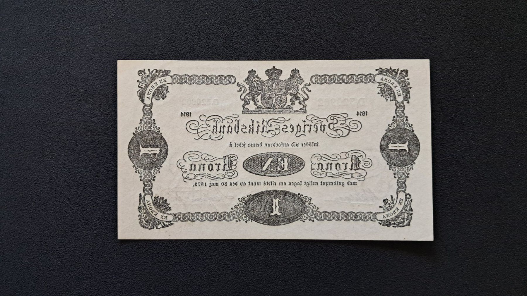 Banconote: Schweden 1 Krone 1914 Unc – Nuovo e nell'imballaggio originale da Lufingen venduto da E-Auktion 1