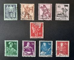 5-1-2 Timbres Helvetia oblitérés. Motifs historiques. 1941