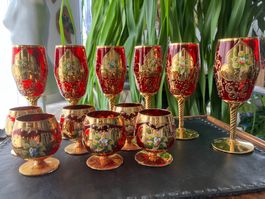 12 Stk Venezianische Luxusgläser Trefuochi 24K vergoldet