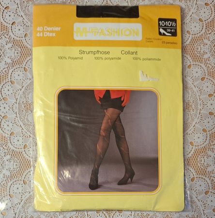 M Fashion Vintage Strumpfhose gemustert 40den Gr.L Schwarz