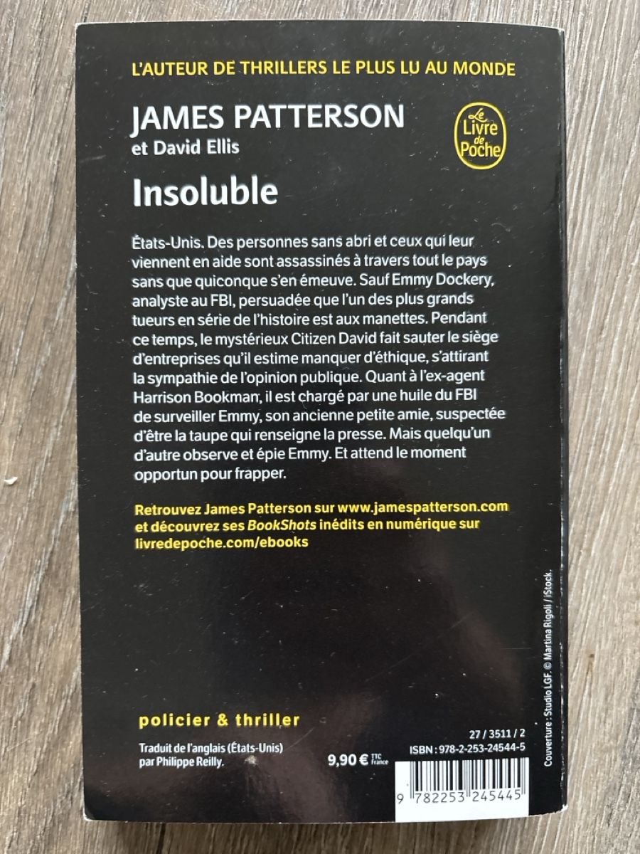 Libri: J.Patterson- Insoluble  – Usato da Baden venduto da frb_2cjk 2