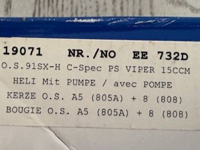 Motoren: O.S. MAX 91SX-HRING C-Spec PS VIPER Motor – Neu und originalverpackt aus Würenlingen von Delfinli1 4