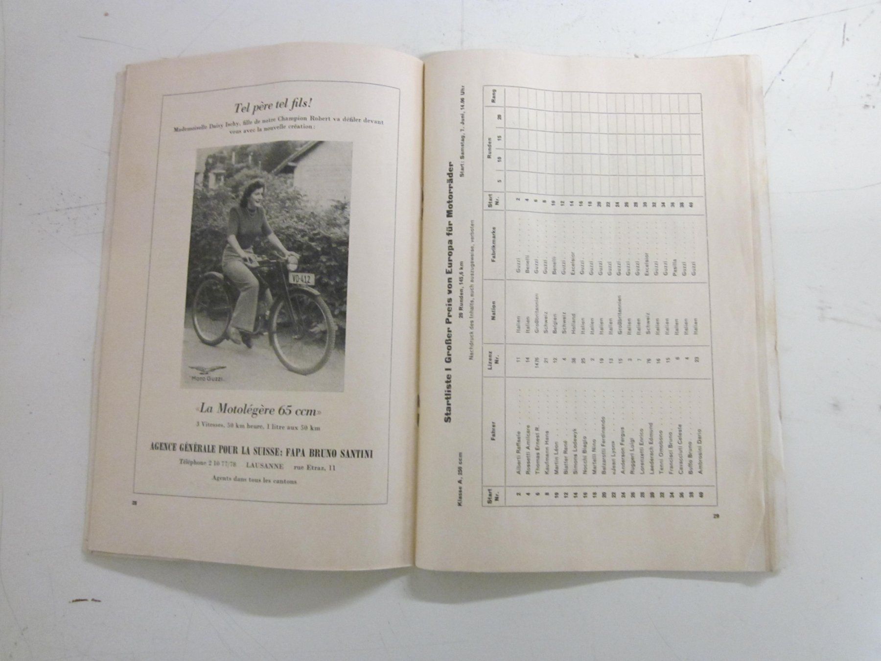 Motosacoche Documents: Grand-Prix Bern 1947 Programm Vintage Motorrad Auto Oldtimer – D'occasion à Grand-lancy par kohler333 4