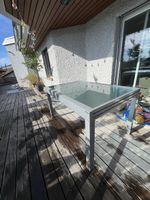 Gartentisch ausziehbar Aluminium Glasplatte silbergrau