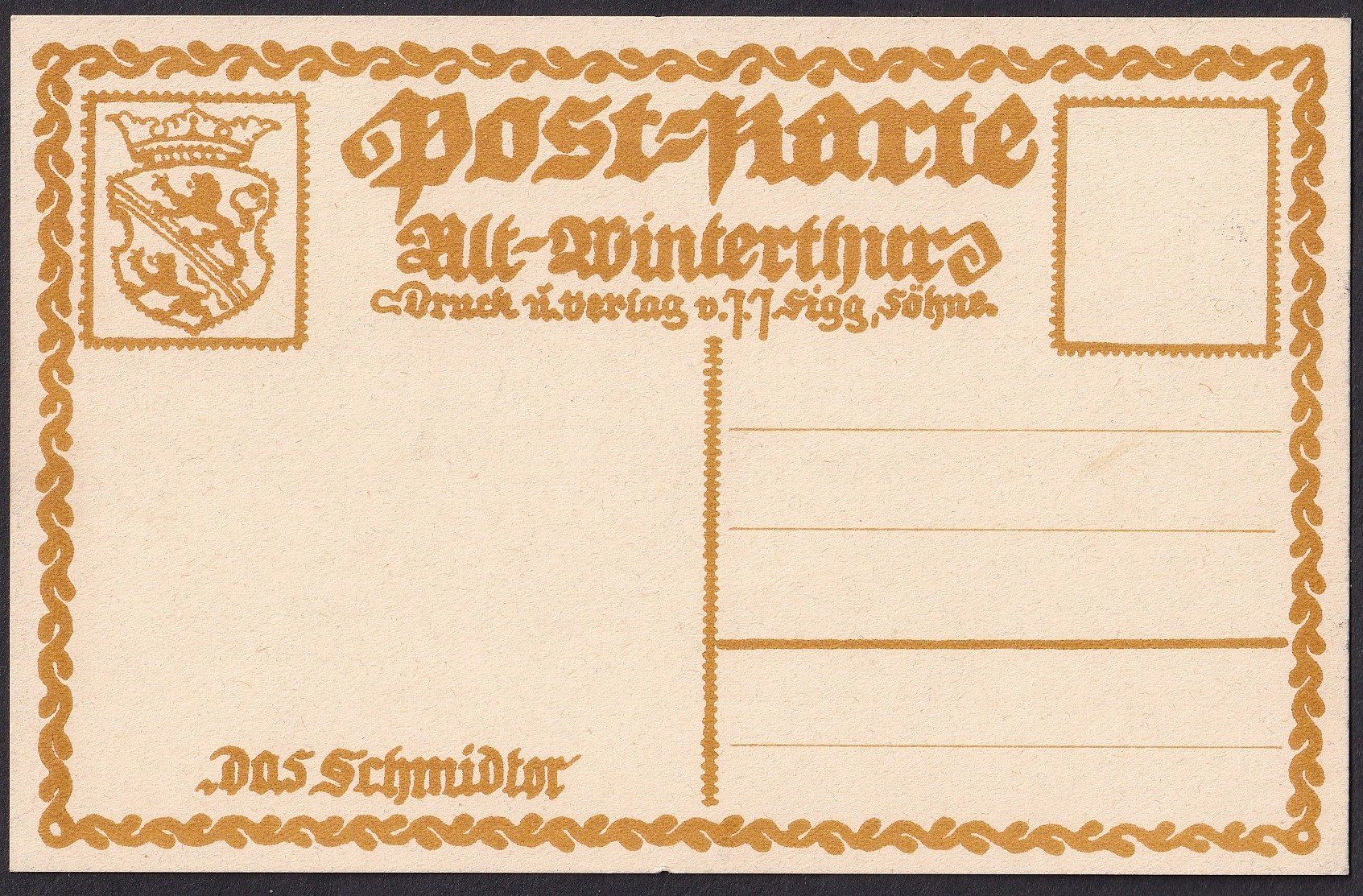 Cartoline postali: Winterthur Das Schmidtor Künstlerkarte E. Bollmann – Usato da Olten venduto da clotaldi 1