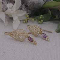 Filigrane Ohrhänger mit Amethyste Silber 925 gelbvergoldet