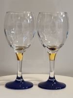 2 Vintage italienische Weingläser Kobaltblau Gold Optik