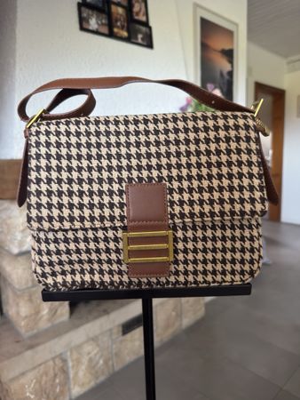 Sac à motif pied-de-poule – élégant, état comme neuf