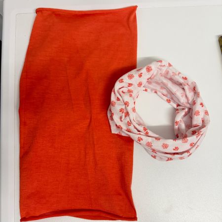 Schlauchschals Set zwei Stück orange und weiss gemustert