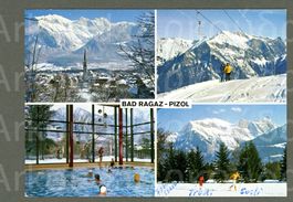AK color Bad Ragaz SG Skigebiet Pizol, 4-Bild ≈ 1977