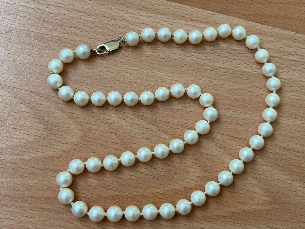Collier De Perles Ancien 2 Rangs - Fermoir Argent, Perles De Culture
