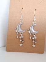 Mond und Sterne Ohrringe silberfarben neu! ✨🌙 Herbst Style