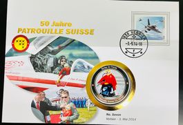 Patrouille Suisse  Numisbrief versilberte Medaille 2014