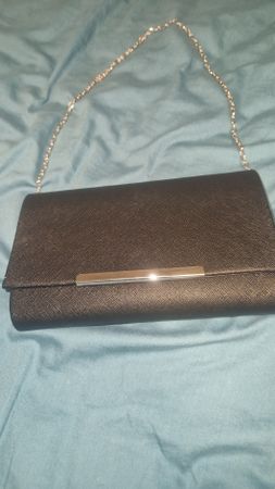 Elegante Abendtasche Clutch Schwarz mit Kette