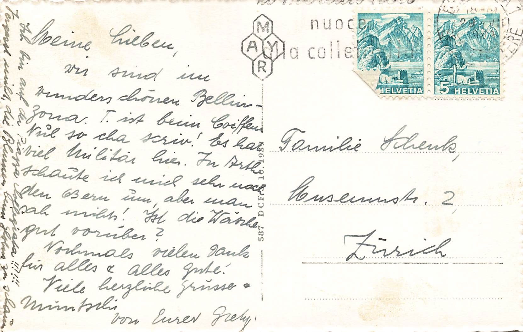 Cartoline postali: Bellinzona castello Schloss svitto – Usato da Biasca venduto da Blenio71 1