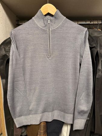 Wunderschöner grauer Morgano-Pullover 100 % Merinowolle Neu