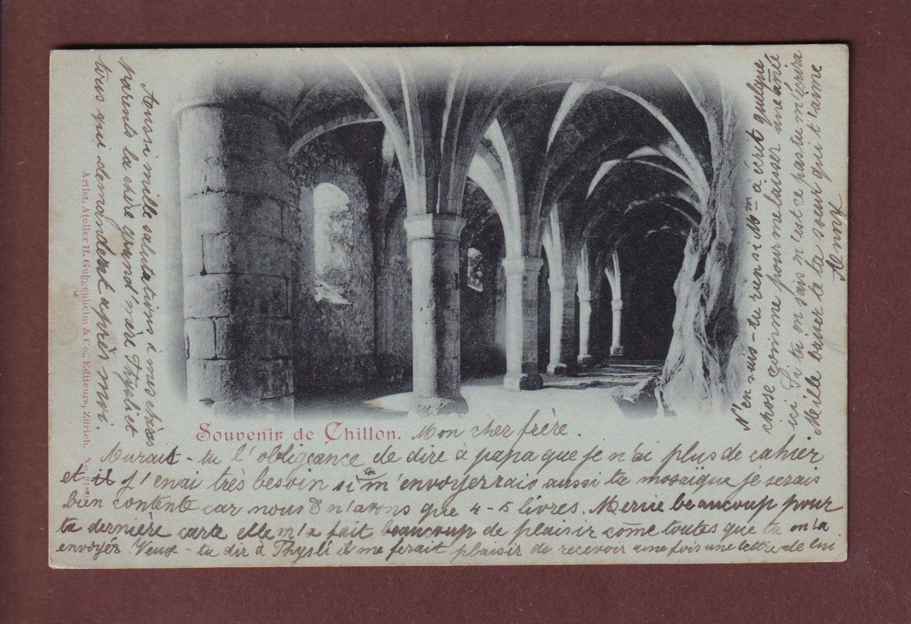 Cartoline postali: Souvenir de CHILLON - 1898 – Usato da Pully venduto da nicecards