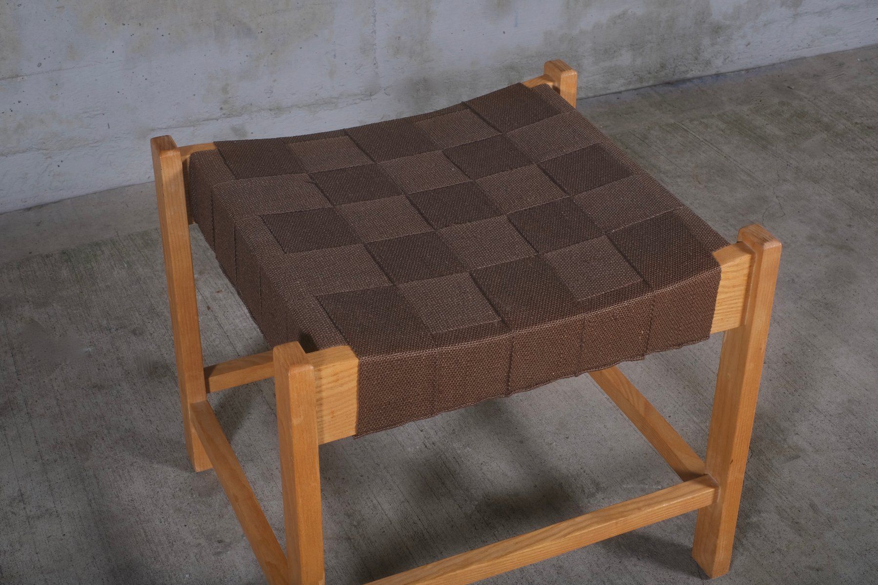 Sgabelli: HOCKER MIDCENTURY ESCHE STOFFGURT GEFLECHT – Usato da Zürich venduto da mrbluewave 3