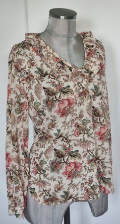 S 34 36 handgenähtes Unikat Chiffoncrèpe Rüschenbluse Boho