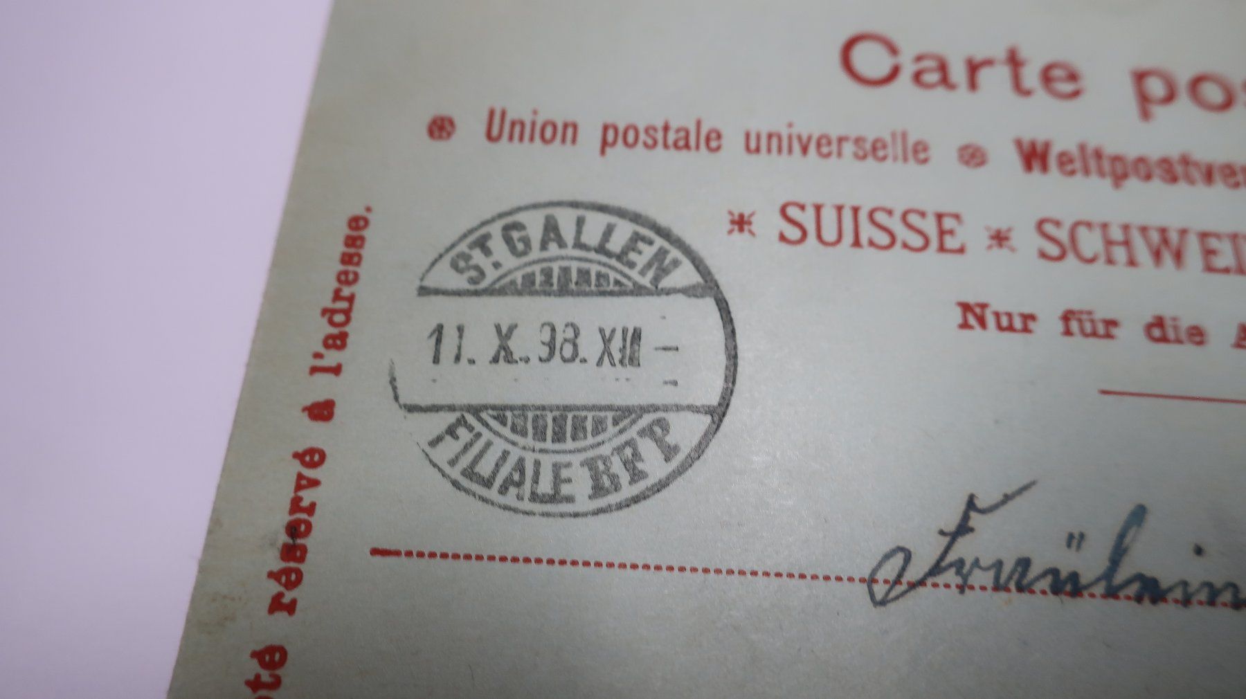 Ansichtskarten: Gruss aus St. Gallen Marktplatz   1898 – Gebraucht aus Cormoret von Pascalll2001 7