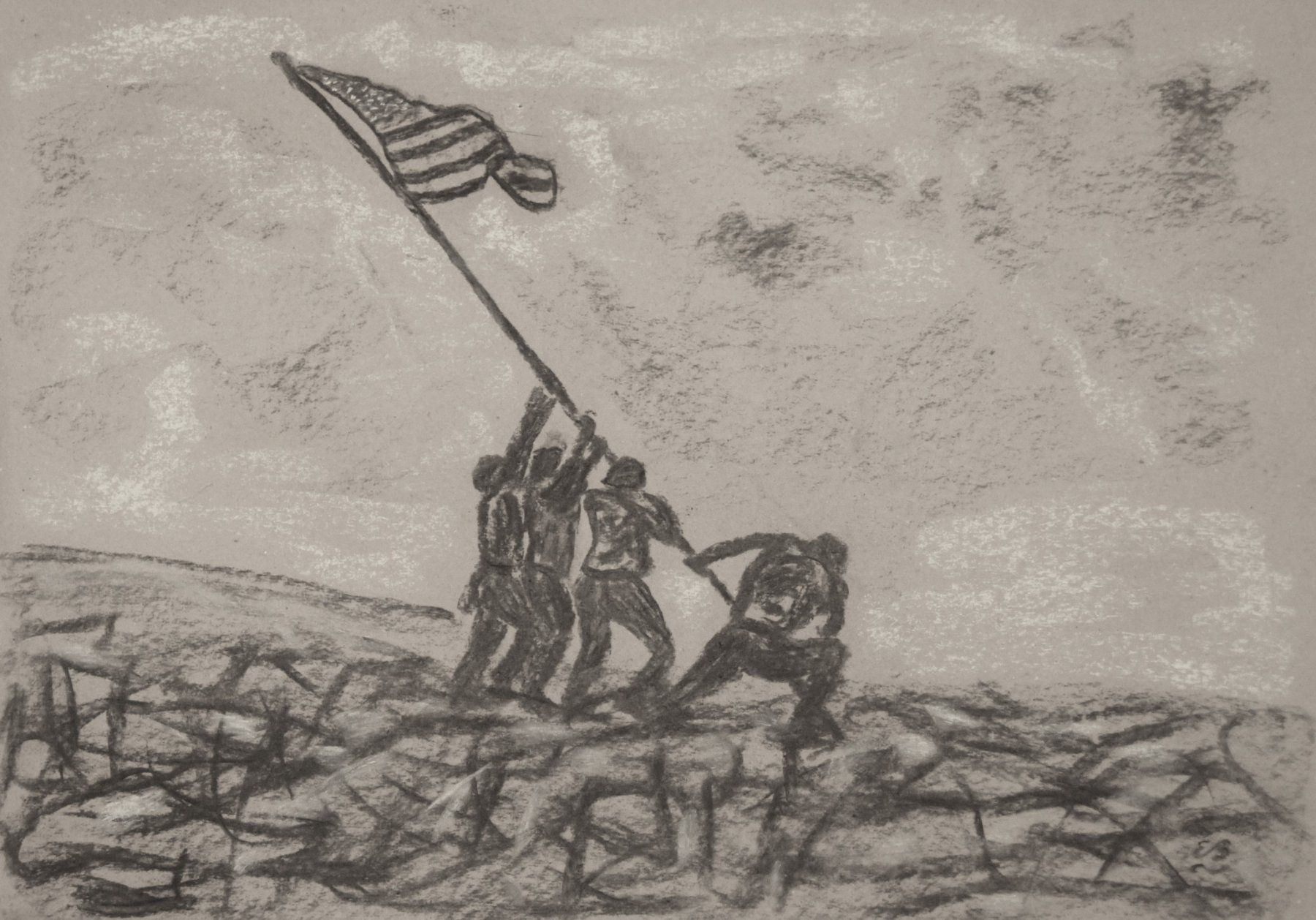 Dipinti: Kohlezeichnung: Iwo Jima – Usato da Fribourg venduto da erw_68dx