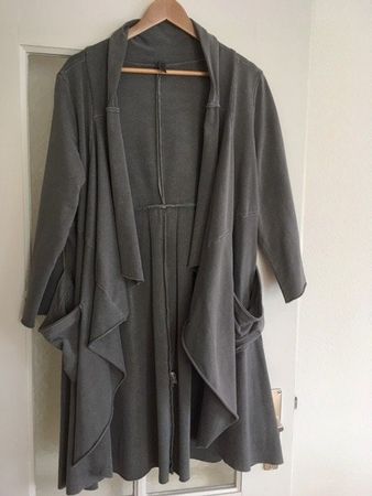 Graue Langjacke im Vintage-Stil, Grösse L