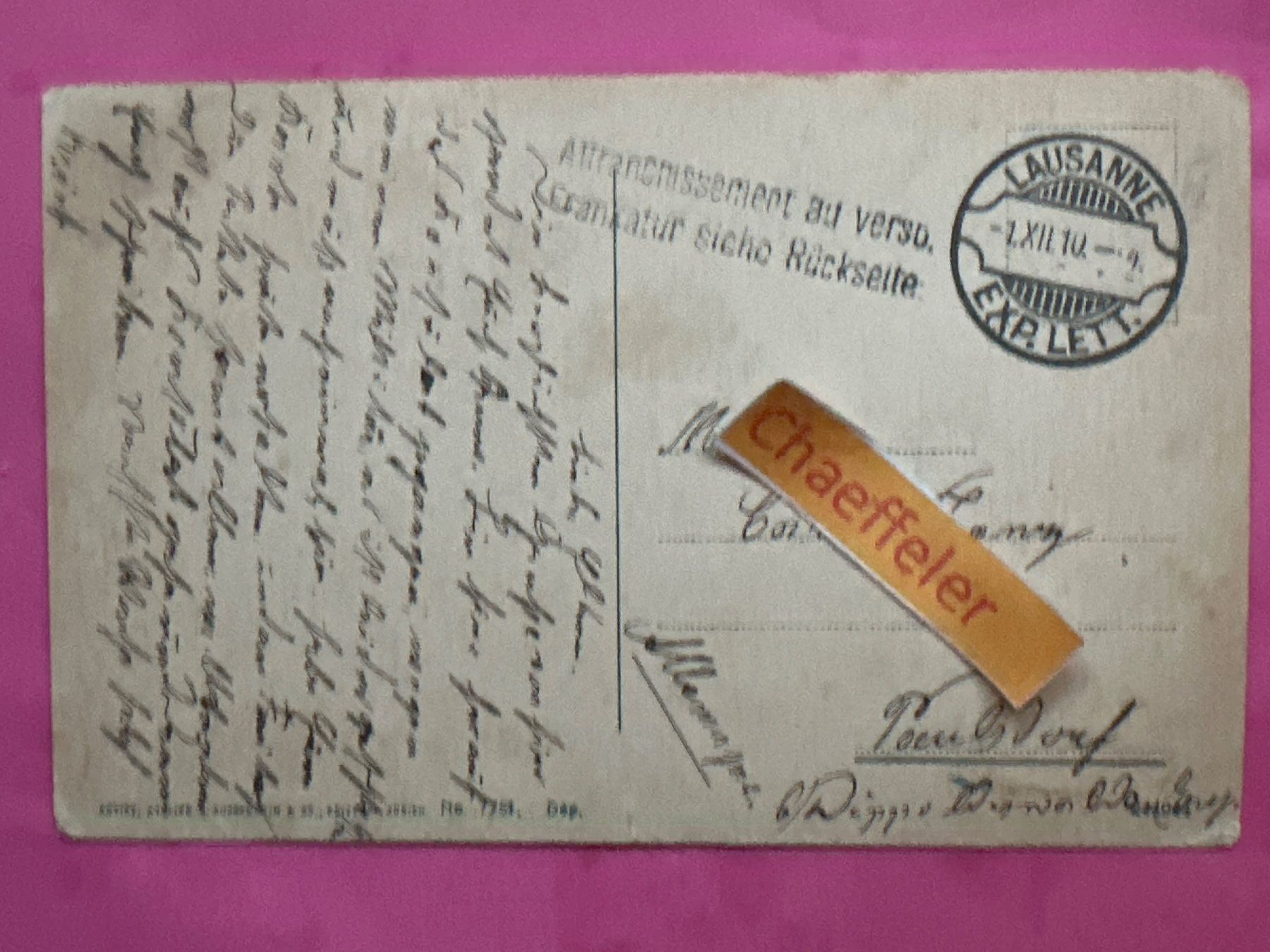 Ansichtskarten: 1910 Lausanne, Vue générale – Gebraucht aus Zürich von Chaeffeler 1