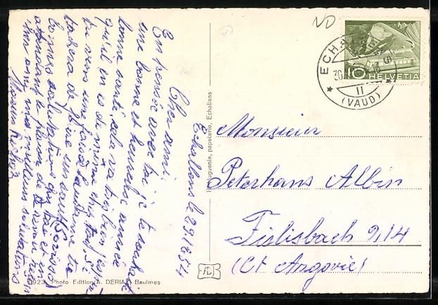 Cartoline postali: AK Echallens, Vue aérienne, 1954 – Usato da Berlin venduto da bartko-reher 1