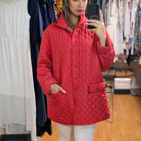 Rote Steppjacke aus Seide, XXL – Best Connections