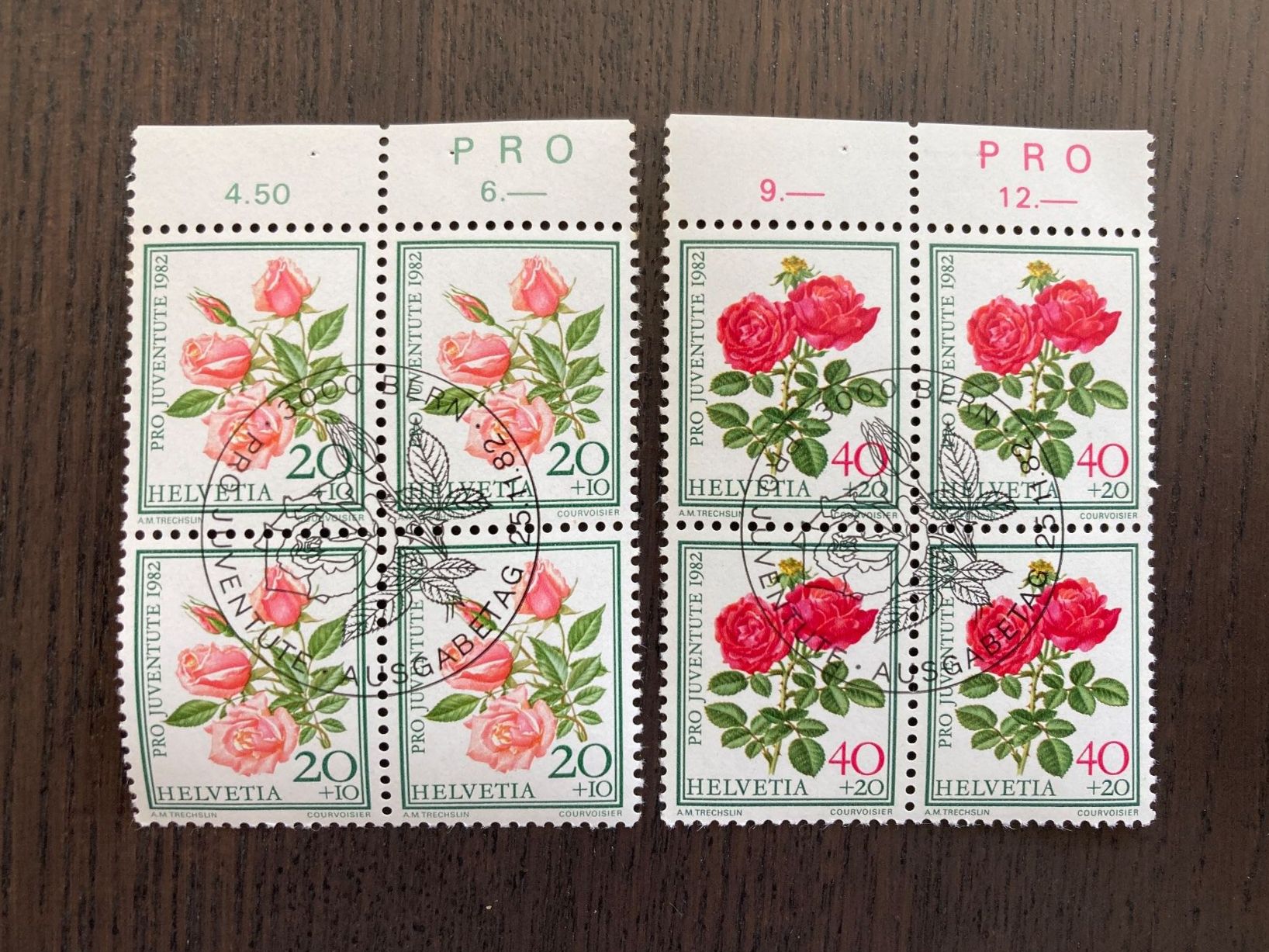 Alle Briefmarken: PRO JUVENTUTE ROSEN VIERERBLOCK 1982 – Neu (gemäss Beschreibung) aus Vallamand von sugoi3012