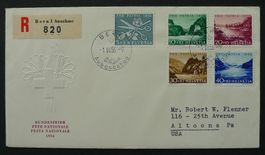 Pro Patria 1956 FDC deutsch, nach USA, schmales Format, LP