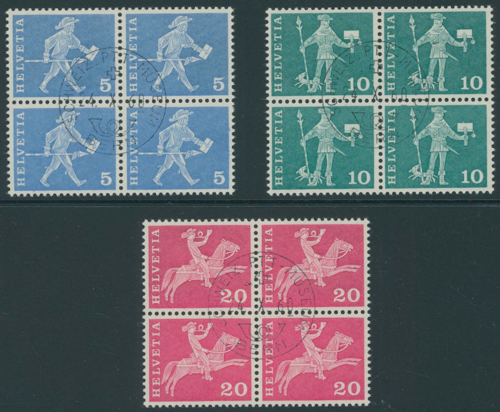Tutti i francobolli: 1960 - Rollenmarken - Viererblock - Ersttag Stempel ET – Usato da Schindellegi venduto da leecollect