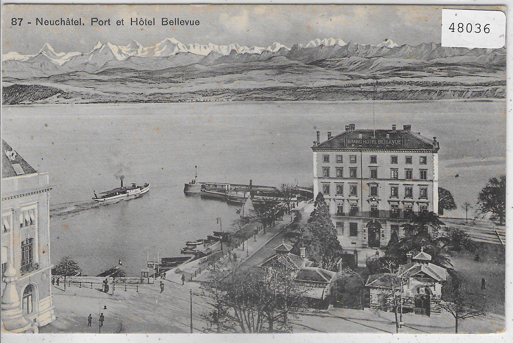 Cartoline postali: Neuchatel - Port et Hotel Bellevue – Usato da Ettingen venduto da Kartenplanet