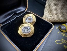 Vintage Ohrringe in Goldfarbe und Kristall 80er Jahre