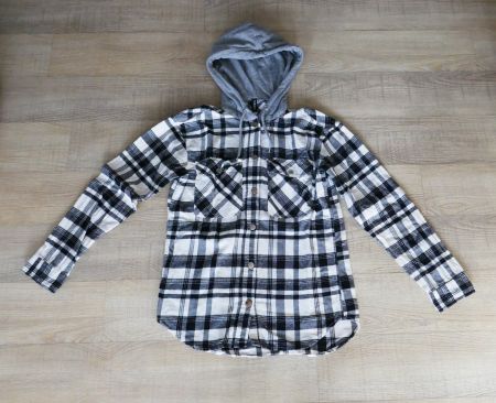 kariertes Hemd / Bluse flanell mit Kapuze von H&M, Gr. 32
