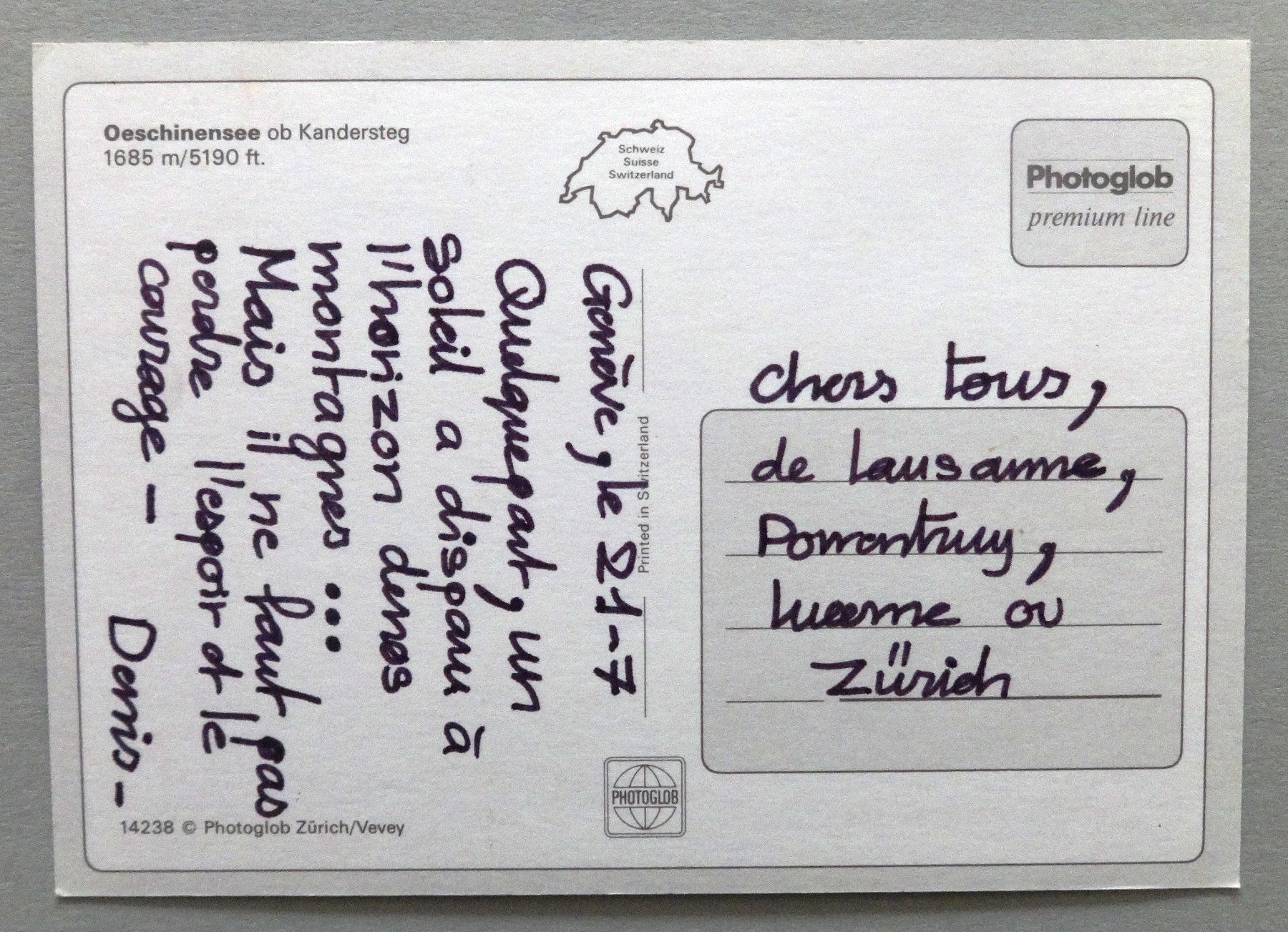 Cartoline postali: Oeschinensee ob Kandersteg 1685 m – Usato da Fétigny venduto da Billy2miny 1