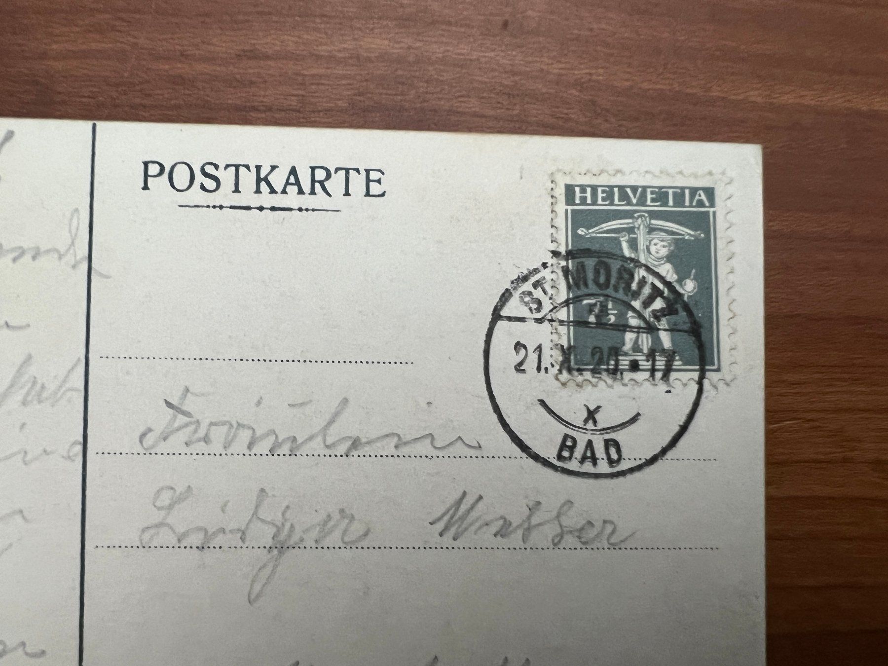 Cartoline postali: AK  1920 St. Moritz-Bad   (G2524) – Usato da Hinwil venduto da Sidi4 1