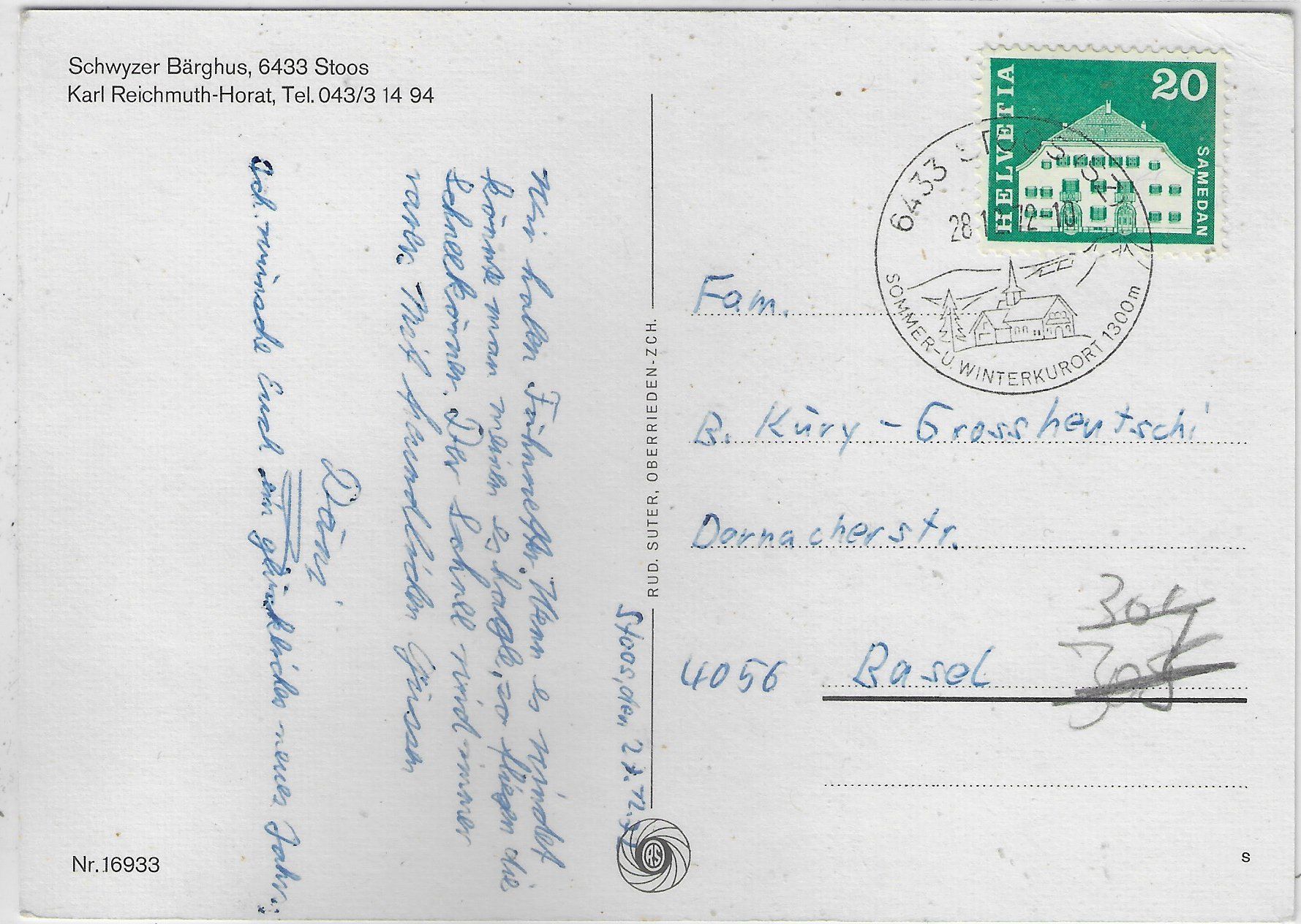 Cartoline postali: Schwyzer Bärghus - Stoos – Usato da Ettingen venduto da Kartenplanet 1