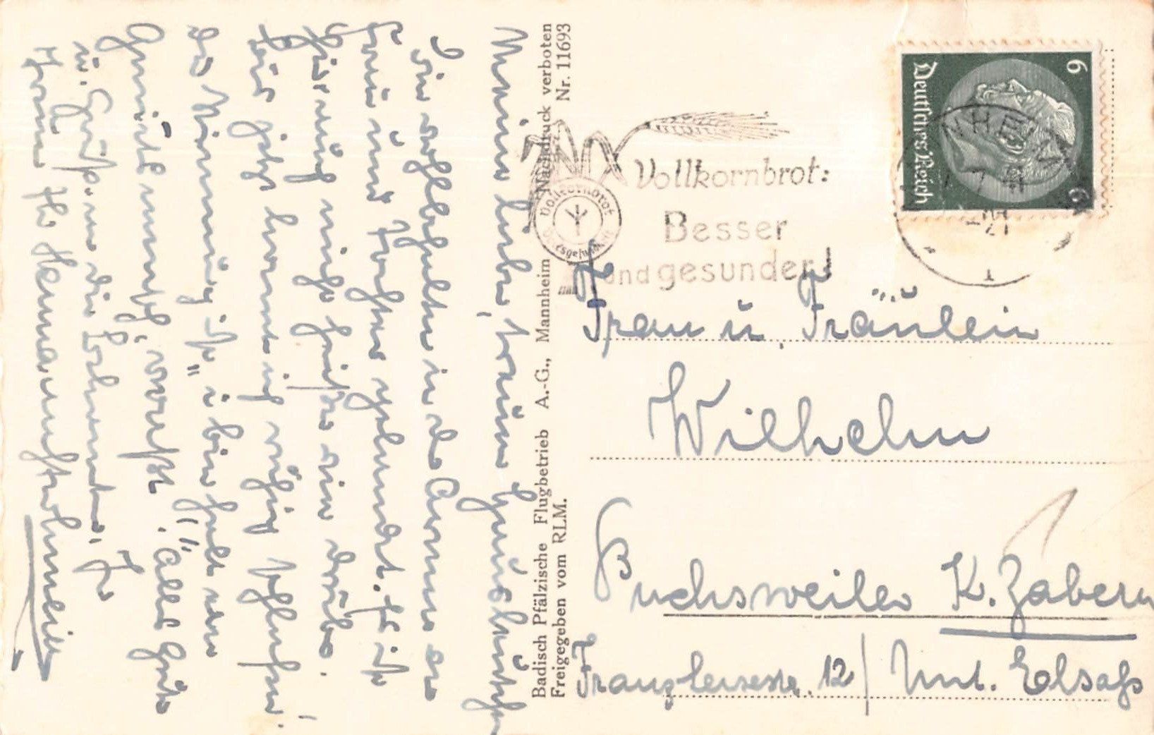 Cartoline postali: Gruss aus MANNHEIM - Flugaufnahme Wasserturm – Usato da Winterthur venduto da SchatzchischtliWinti 1