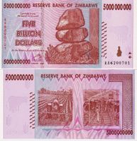 ZIMBABWE 5 MILLIARDS DOLLARS 2008 (UNC) AA